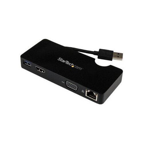 StarTech.com USB 3.0 Universal Laptop Mini Dockingstation mit HDMI oder VGA, Gigabit Ethernet, USB 3 Produktbild Additional View 1 L