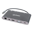 Manhattan USB-C Dock/Hub with Card Reader, Ports (x8): Produktbild