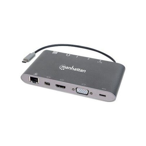 Manhattan USB-C Dock/Hub with Card Reader, Ports (x8): Produktbild