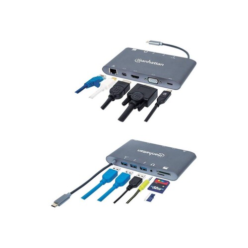 Manhattan USB-C Dock/Hub with Card Reader, Ports (x8): Produktbild Additional View 2 L