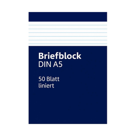 Briefblock A5 liniert 50Blatt 70g holzfrei weiß BestStandard Produktbild