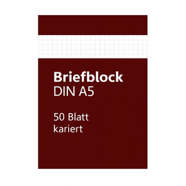 Briefblock A5 kariert 50Blatt 70g holzfrei weiß BestStandard Produktbild