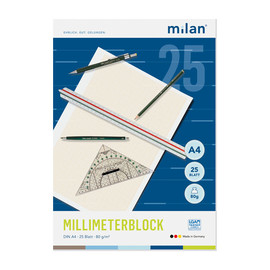Millimeterblock mit 1mm-Teilung A4 25Blatt 80/85g rot Milan 240 Produktbild