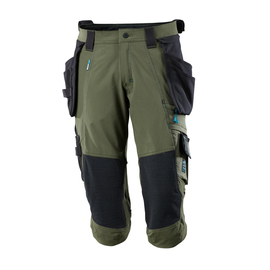 Dreiviertel-Hose, Hängetaschen, Stretch  / Gr. C58, Moosgrün Produktbild
