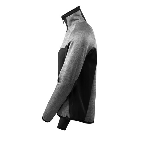 Fleecepullover mit Reißverschluss  Microfleecejacke / Gr. L,  Grau-meliert/Schwarz Produktbild Additional View 1 L