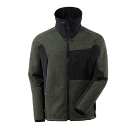 Jacke, Strick, mit Membran Strickjacke  / Gr. L, Moosgrün/Schwarz Produktbild