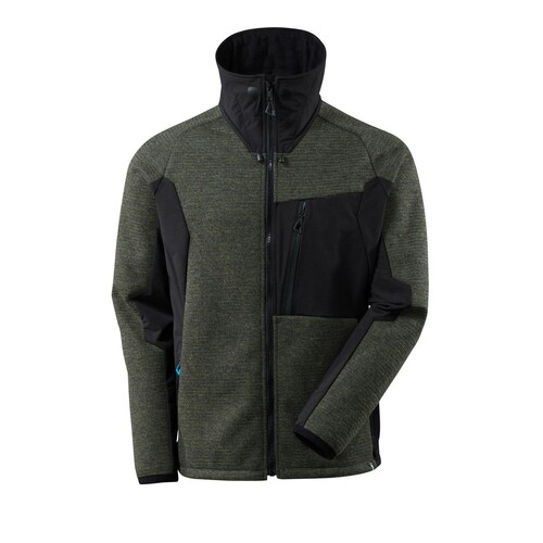 Jacke, Strick, mit Membran Strickjacke  / Gr. L, Moosgrün/Schwarz Produktbild