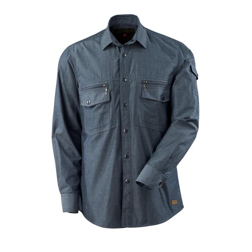 Hemd Chambray mit Netzfutter / Gr. 2XL,  Gewaschener dunkelblauer Denim Produktbild