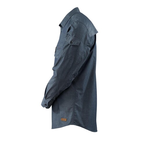 Hemd Chambray mit Netzfutter / Gr. 2XL,  Gewaschener dunkelblauer Denim Produktbild Additional View 1 L