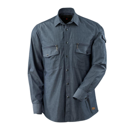 Hemd Chambray mit Netzfutter / Gr. M,  Gewaschener dunkelblauer Denim Produktbild