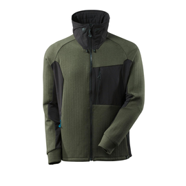 Sweatshirt, Reißverschluss, Stehkragen  Sweatshirt mit Reißverschluss / Gr. L,  Moosgrün/Schwarz Produktbild