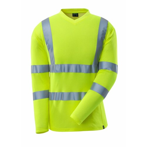 T-Shirt, V-Ausschnitt, lange Ärmel /  Gr. L, Hi-vis Gelb Produktbild