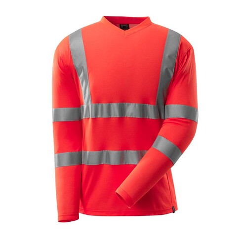 T-Shirt, V-Ausschnitt, lange Ärmel /  Gr. 4XL, Hi-vis Rot Produktbild