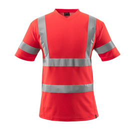 T-Shirt, V-Ausschnitt / Gr. 3XL, Hi-vis  Rot Produktbild