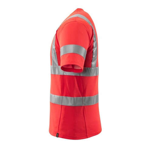 T-Shirt, V-Ausschnitt / Gr. L, Hi-vis  Rot Produktbild Additional View 1 L