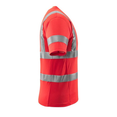 T-Shirt, V-Ausschnitt / Gr. L, Hi-vis  Rot Produktbild Additional View 3 L