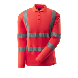 Polo-Shirt, lange Ärmel / Gr. M, Hi-vis  Rot Produktbild