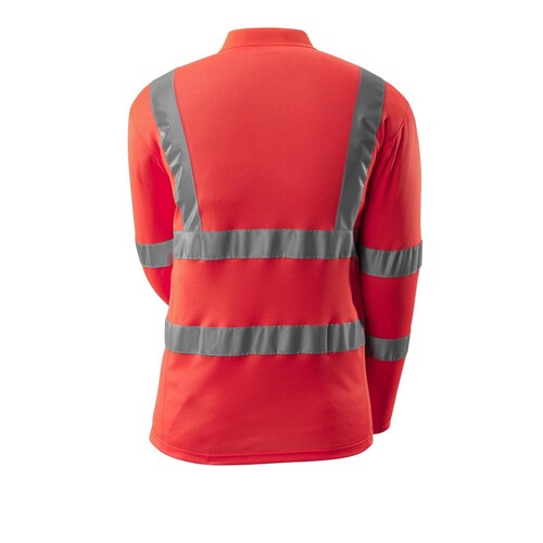 Polo-Shirt, lange Ärmel / Gr. M, Hi-vis  Rot Produktbild Additional View 2 L