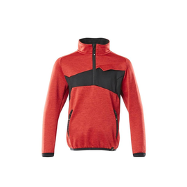 Fleecepullover für Kinder, kurzer  Zipper / Gr. 116, Verkehrsrot/Schwarz Produktbild