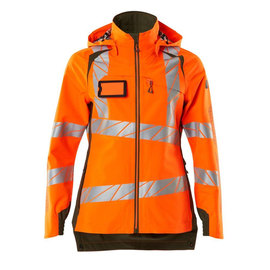 Hard Shell Jacke, Damen, leichtem  Futter / Gr. XS, Hi-vis Orange/Moosgrün Produktbild