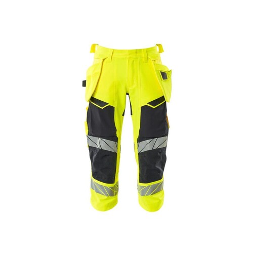 Dreiviertel-Hose, Hängetaschen, Stretch  / Gr. C50, Hi-vis Gelb/Schwarzblau Produktbild