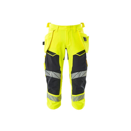 Dreiviertel-Hose, Hängetaschen, Stretch  / Gr. C58, Hi-vis Gelb/Schwarzblau Produktbild