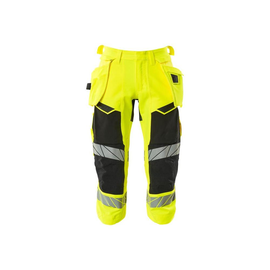 Dreiviertel-Hose, Hängetaschen, Stretch  / Gr. C58, Hi-vis Gelb/Schwarz Produktbild