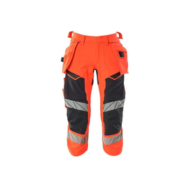 Dreiviertel-Hose, Hängetaschen, Stretch  / Gr. C58, Hi-vis Rot/Schwarzblau Produktbild