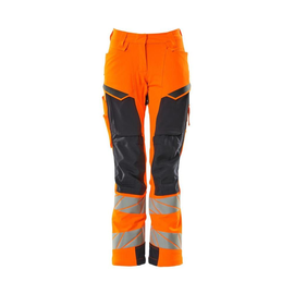 Hose, Damen,DIAMOND,  Knietaschen,Stretch / Gr. 76C34, Hi-vis  Orange/Schwarzblau Produktbild