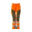 Hose, Damen,DIAMOND,  Knietaschen,Stretch / Gr. 82C40, Hi-vis  Orange/Moosgrün Produktbild