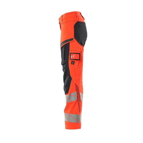 Hose, Damen,DIAMOND,  Knietaschen,Stretch / Gr. 82C52, Hi-vis  Rot/Schwarzblau Produktbild Additional View 1 L