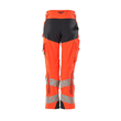 Hose, Damen,DIAMOND,  Knietaschen,Stretch / Gr. 82C52, Hi-vis  Rot/Schwarzblau Produktbild Additional View 2 S