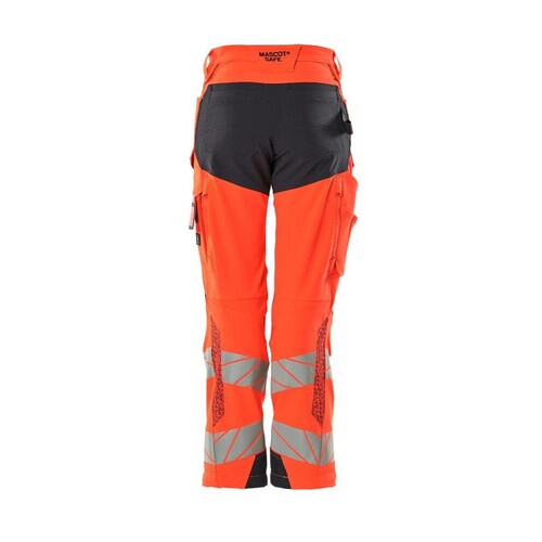 Hose, Damen,DIAMOND,  Knietaschen,Stretch / Gr. 82C52, Hi-vis  Rot/Schwarzblau Produktbild Additional View 2 L