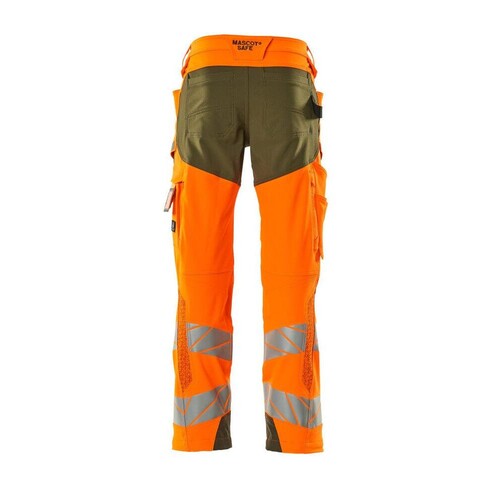Hose mt Knietaschen, ULTIMATE STRETCH /  Gr. 90C54, Hi-vis Orange/Moosgrün Produktbild Additional View 2 L