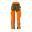 Hose mt Knietaschen, ULTIMATE STRETCH /  Gr. 90C60, Hi-vis Orange/Moosgrün Produktbild Additional View 2 S