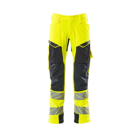 Hose mt Knietaschen, ULTIMATE STRETCH /  Gr. 90C60, Hi-vis Gelb/Schwarzblau Produktbild