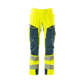Hose mt Knietaschen, ULTIMATE STRETCH /  Gr. 90C60, Hi-vis Gelb/Dunkelpetroleum Produktbild