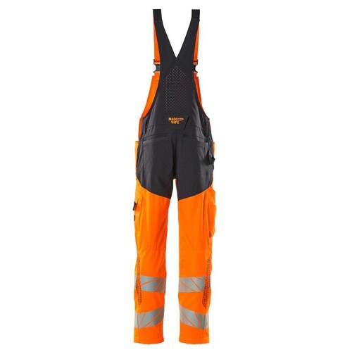 Latzhose, Knietaschen, Stretch-Einsätze  / Gr. 82C56, Hi-vis Orange/Schwarzblau Produktbild Additional View 2 L