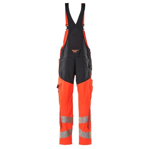 Latzhose, Knietaschen, Stretch-Einsätze  / Gr. 82C46, Hi-vis Rot/Schwarzblau Produktbild Additional View 2 L