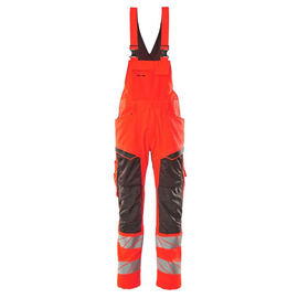 Latzhose, Knietaschen, Stretch-Einsätze  / Gr. 90C50, Hi-vis Rot/Dunkelanthrazit Produktbild