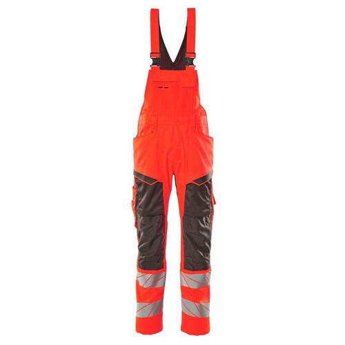 Latzhose, Knietaschen, Stretch-Einsätze  / Gr. 90C50, Hi-vis Rot/Dunkelanthrazit Produktbild