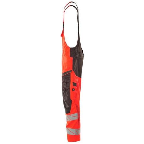 Latzhose, Knietaschen, Stretch-Einsätze  / Gr. 90C50, Hi-vis Rot/Dunkelanthrazit Produktbild Additional View 1 L
