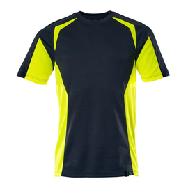 T-Shirt, moderne Passform / Gr. S,  Schwarzblau/Hi-vis Gelb Produktbild