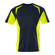 T-Shirt, moderne Passform / Gr. XL,  Schwarzblau/Hi-vis Gelb Produktbild