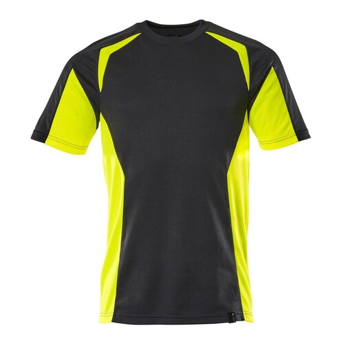 T-Shirt, moderne Passform / Gr. L,  Schwarz/Hi-vis Gelb Produktbild