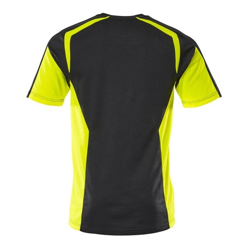 T-Shirt, moderne Passform / Gr. L,  Schwarz/Hi-vis Gelb Produktbild Additional View 2 L