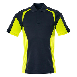 Polo-Shirt, moderne Passform / Gr. S,  Schwarzblau/Hi-vis Gelb Produktbild