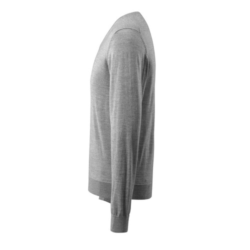 Strickpullover V-Ausschnitt,  Merinowolle / Gr. L, Grau-meliert Produktbild Additional View 1 L