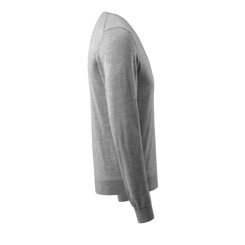 Strickpullover V-Ausschnitt,  Merinowolle / Gr. L, Grau-meliert Produktbild Additional View 3 L