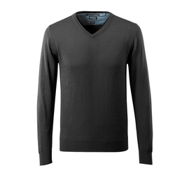 Strickpullover V-Ausschnitt,  Merinowolle / Gr. 4XL, Schwarz Produktbild